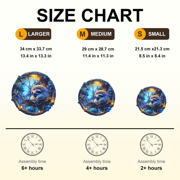 Butterfly and Sloth-2 Wooden Jigsaw Puzzle