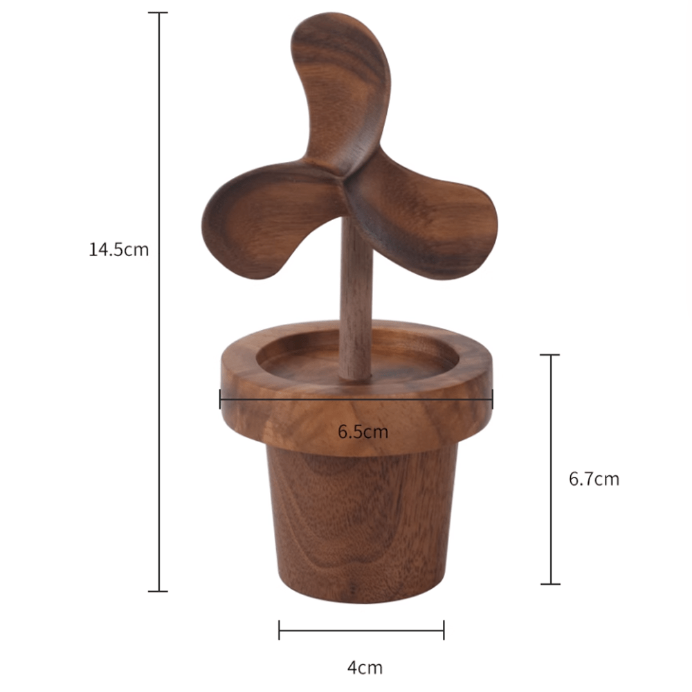 Wooden aromatherapy diffuser in walnut wood shape of a flower, promoting relaxation and elegance in home decor.