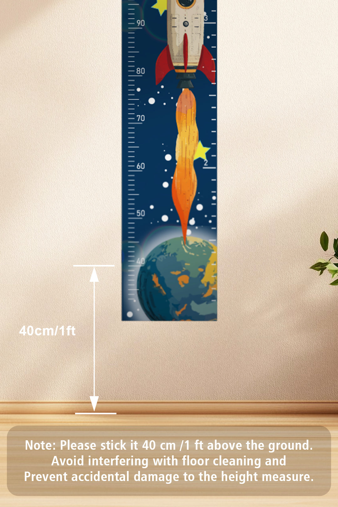 Autocollant mural graphique de croissance fusée Aventure spatiale