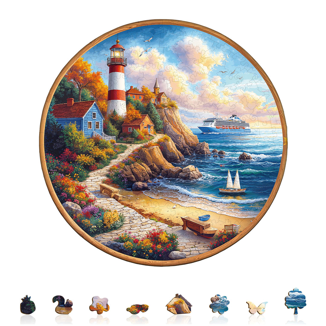 Lighthouse Cottage Wooden Jigsaw Puzzle