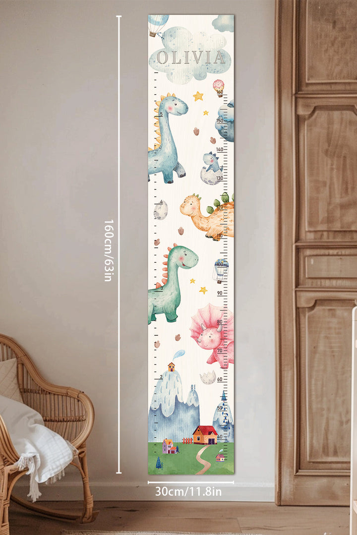 Personalisierte hölzerne Dinosaurier-Wachstumstabelle Höhenmesser
