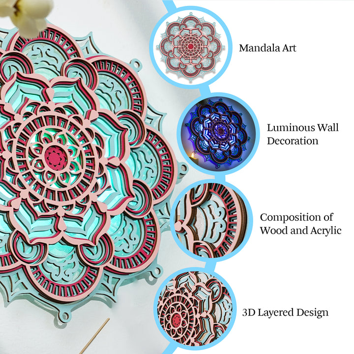 Wooden Mandala Atmosphere Light-Luminous Bloom