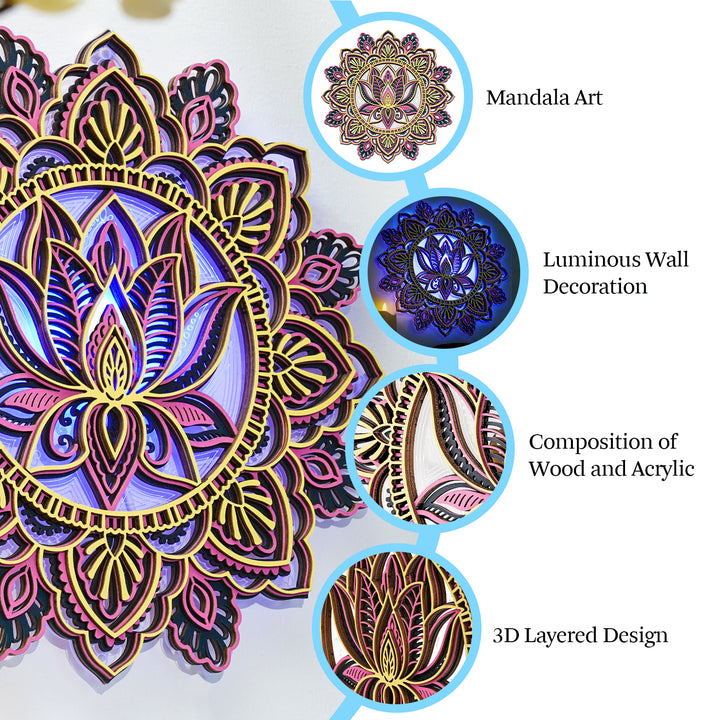 Wooden Mandala Atmosphere Light-Mystic Glow