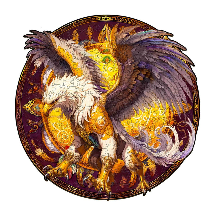 Wooden Griffin jigsaw puzzle featuring vibrant colors and intricate design, perfect for puzzle enthusiasts and mind game lovers.
