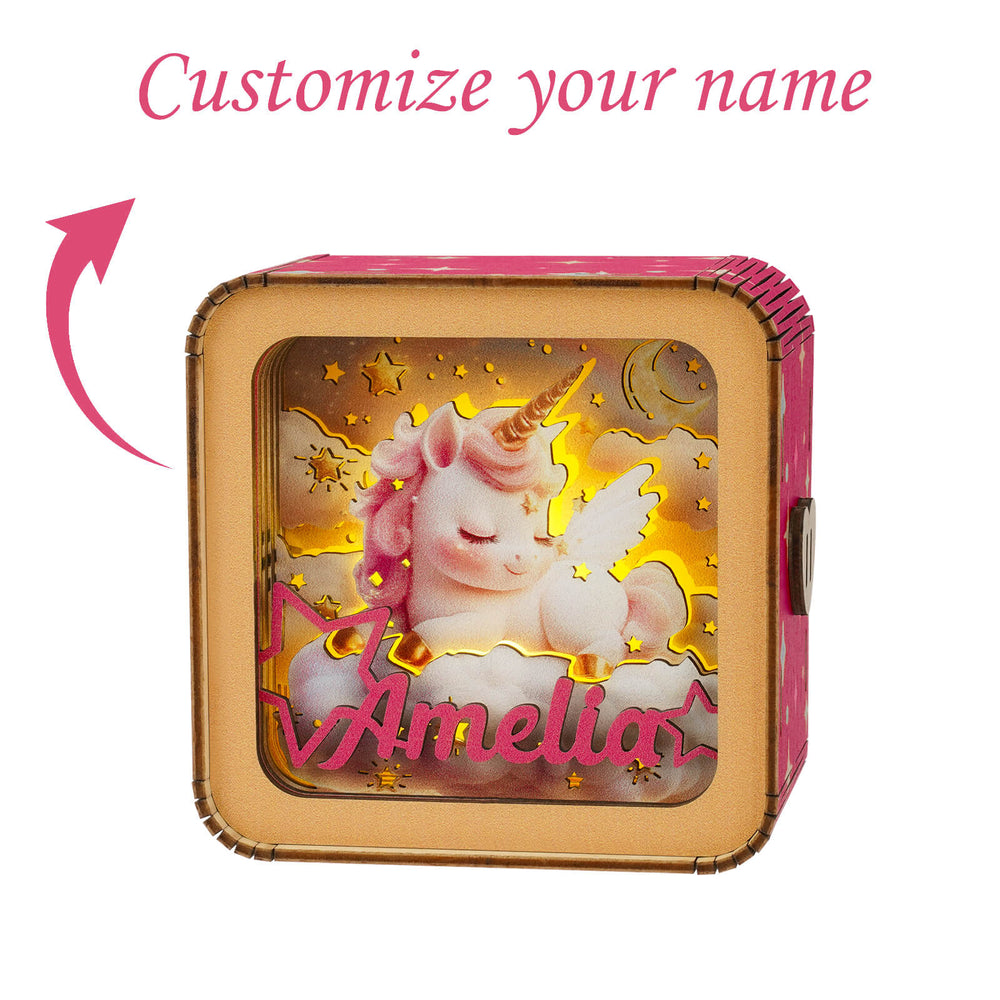 Personalized My Little Pony 3D wooden puzzle night light with customizable name option, featuring a unicorn design.