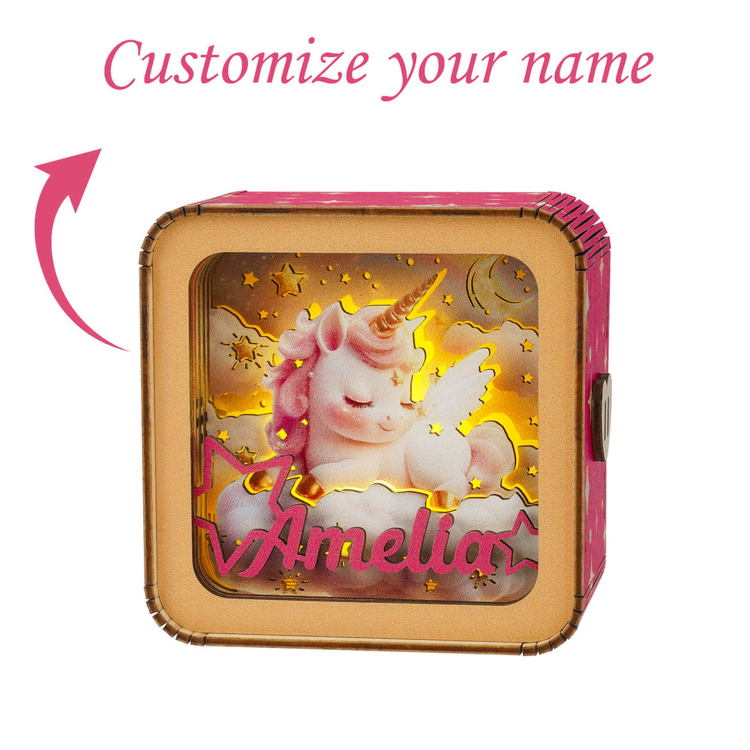 Personalized My Little Pony 3D wooden puzzle night light with customizable name option, featuring a unicorn design.
