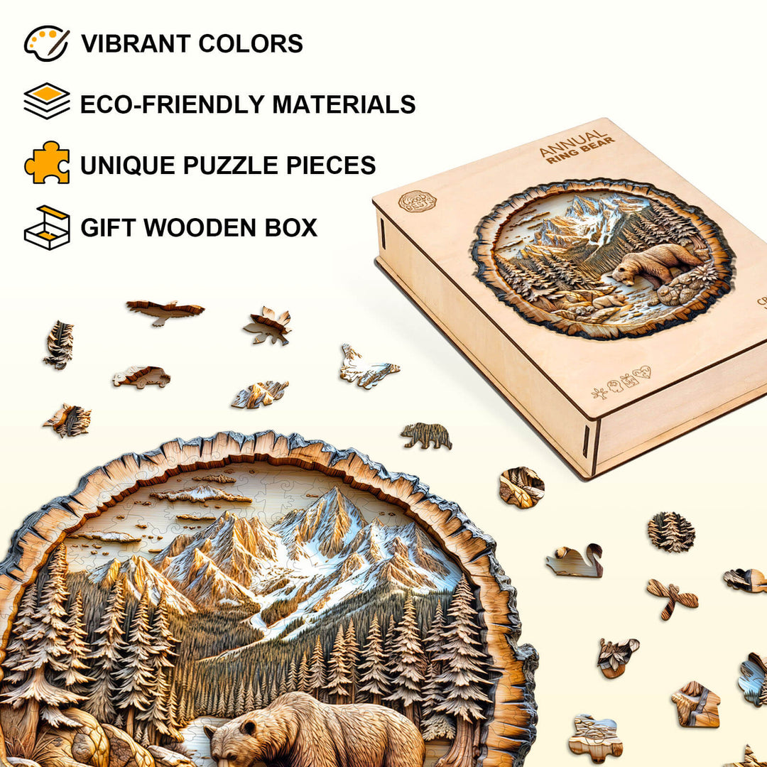 Annual ring Bear Wooden Jigsaw Puzzle