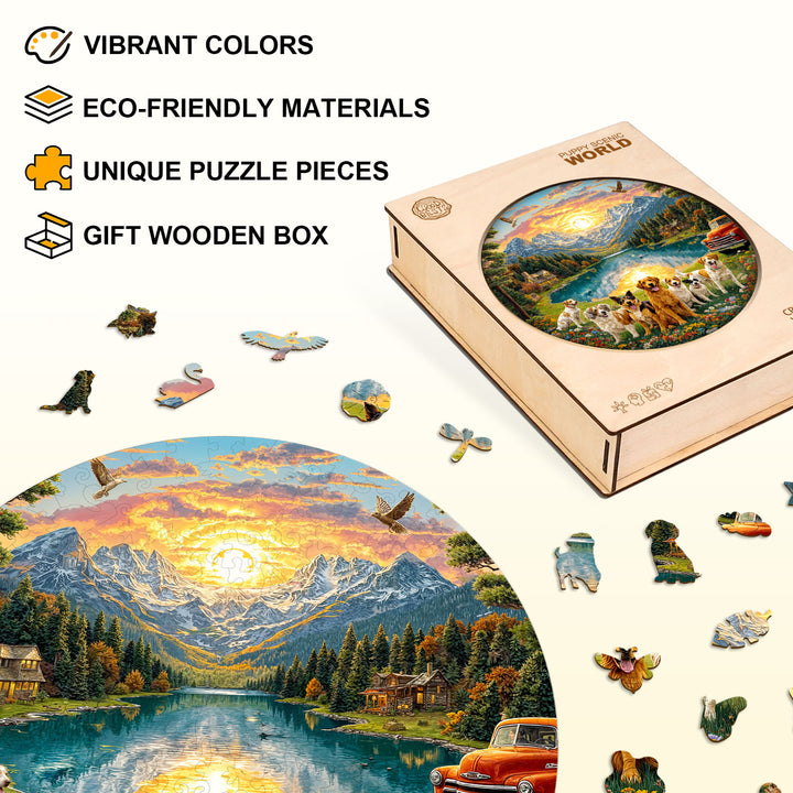 Puppy Scenic World Wooden Jigsaw Puzzle