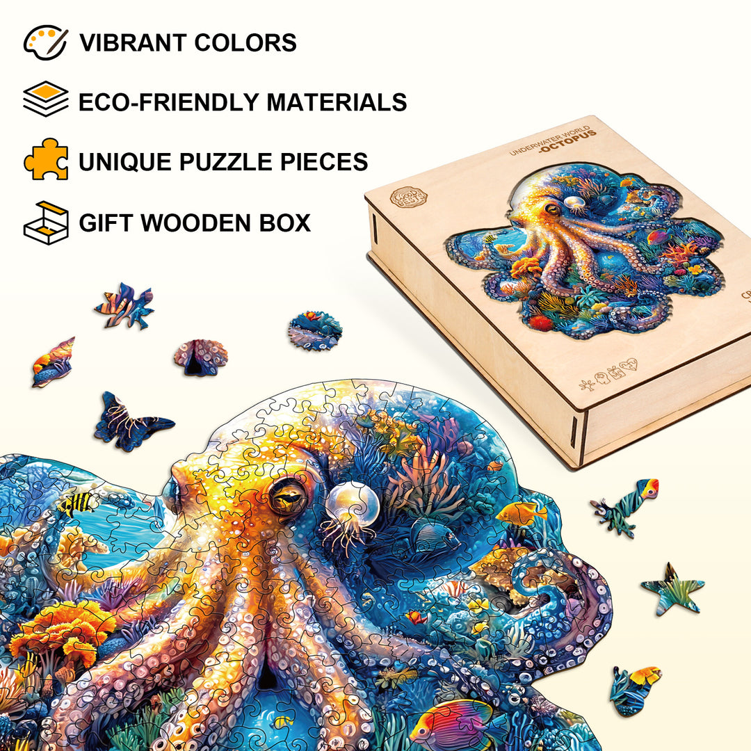 Underwater world-octopus Wooden Jigsaw Puzzle