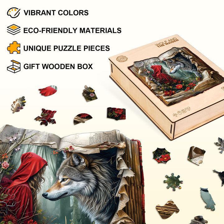 Wolf and the Maiden Wooden Jigsaw Puzzle