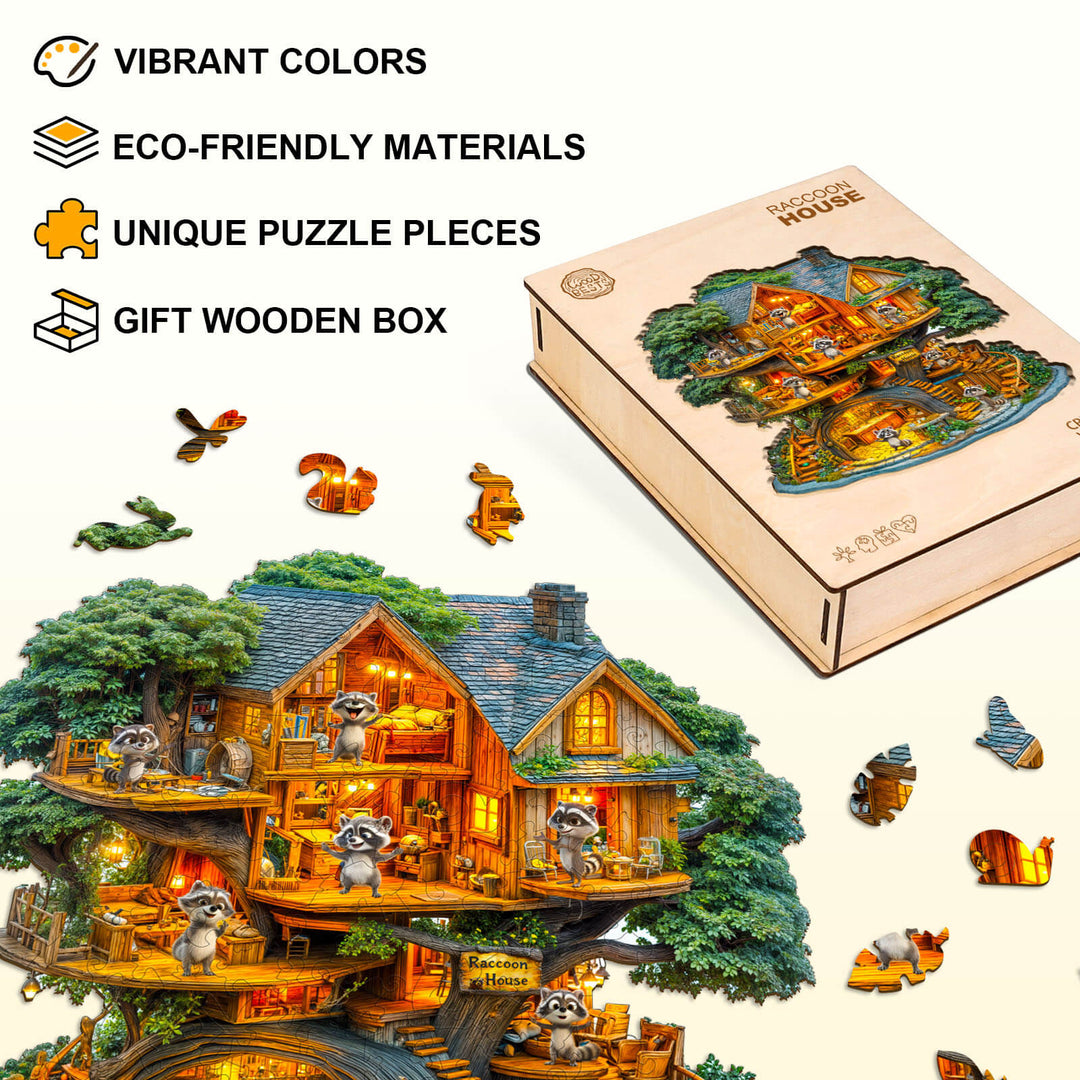 Waschbär Haus Holz-Puzzle