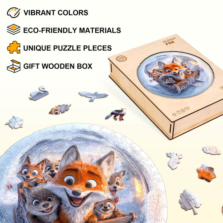 3D Schlitten Fuchs Holz-Puzzle