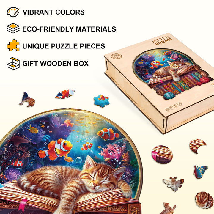 kitten dream Wooden Jigsaw Puzzle