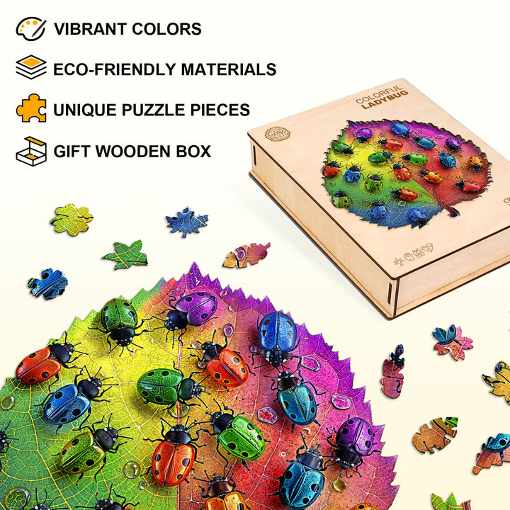 Colorful ladybug Wooden Jigsaw Puzzle