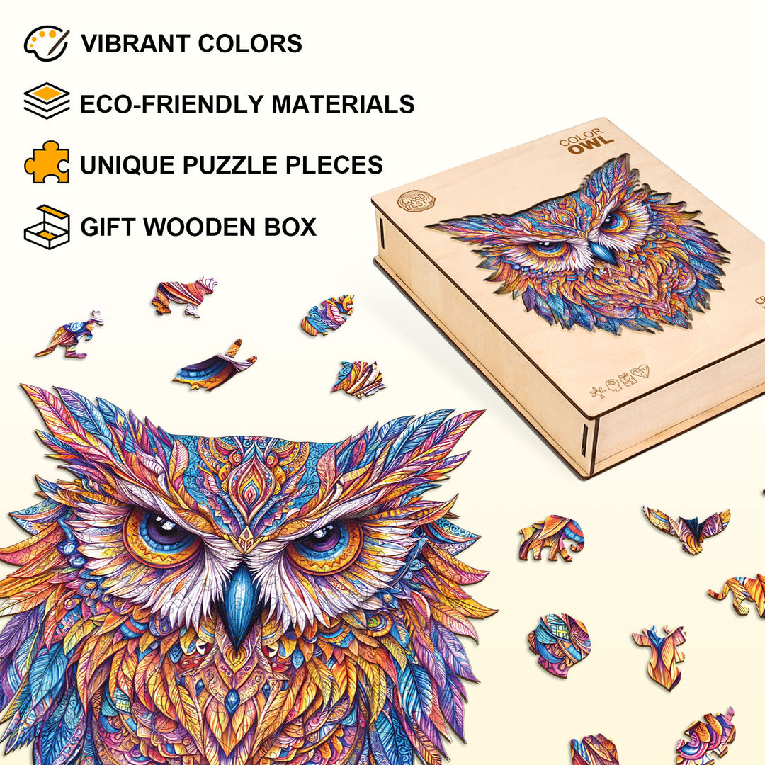Color owl Wooden Jigsaw Puzzle