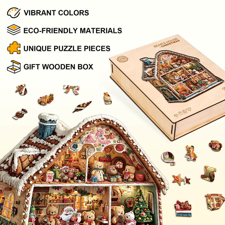 Bear's House - Christmas Wooden Jigsaw Puzzle
