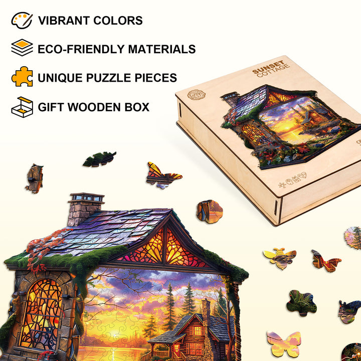 Sunset Cottage Wooden Jigsaw Puzzle