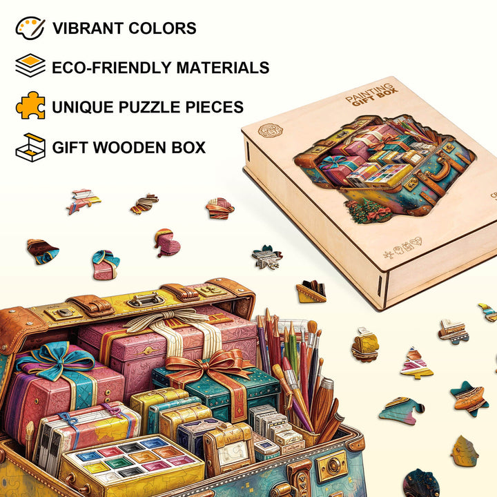Painting gift box Wooden Jigsaw Puzzle