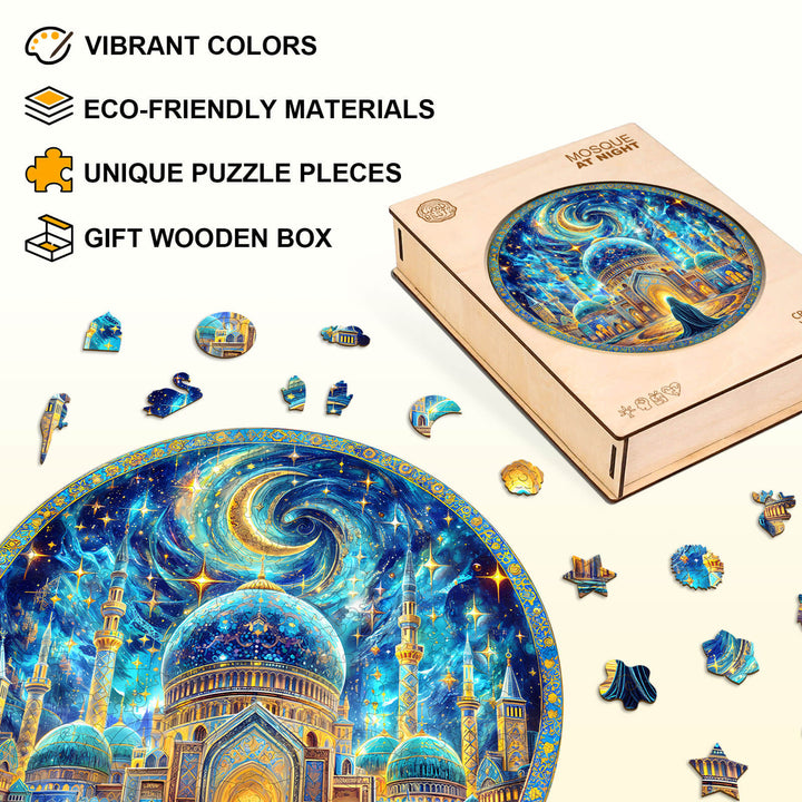 Mosquée de nuit Puzzle en bois