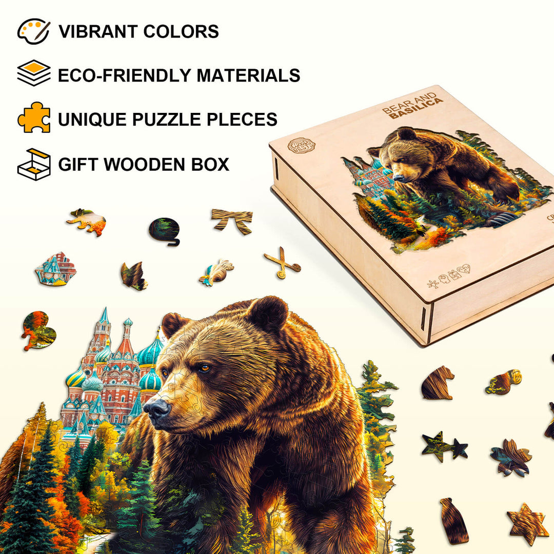 Bär und Basilika Holzpuzzle