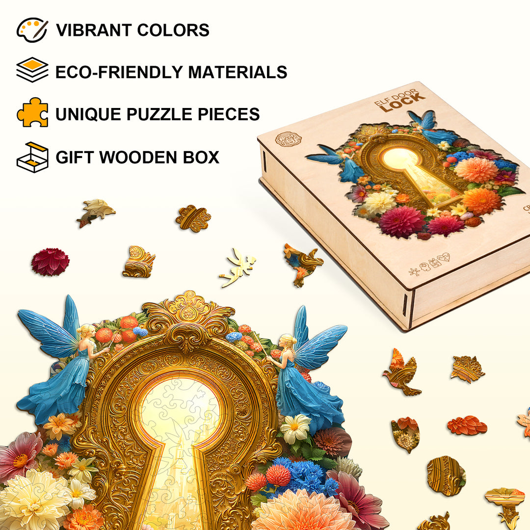 Elf door lock Wooden Jigsaw Puzzle