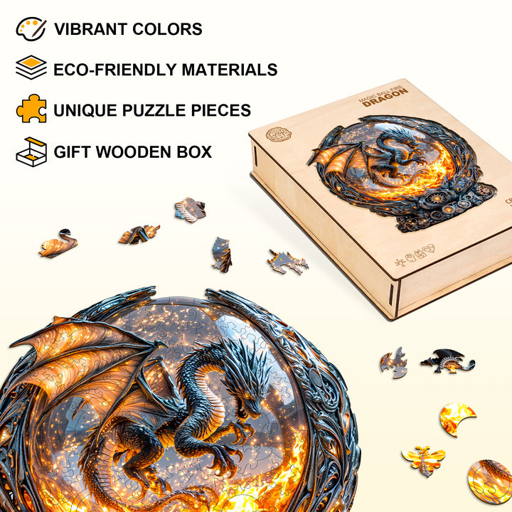 Magischer Ball Feuerdrache Holz-Puzzlespiel