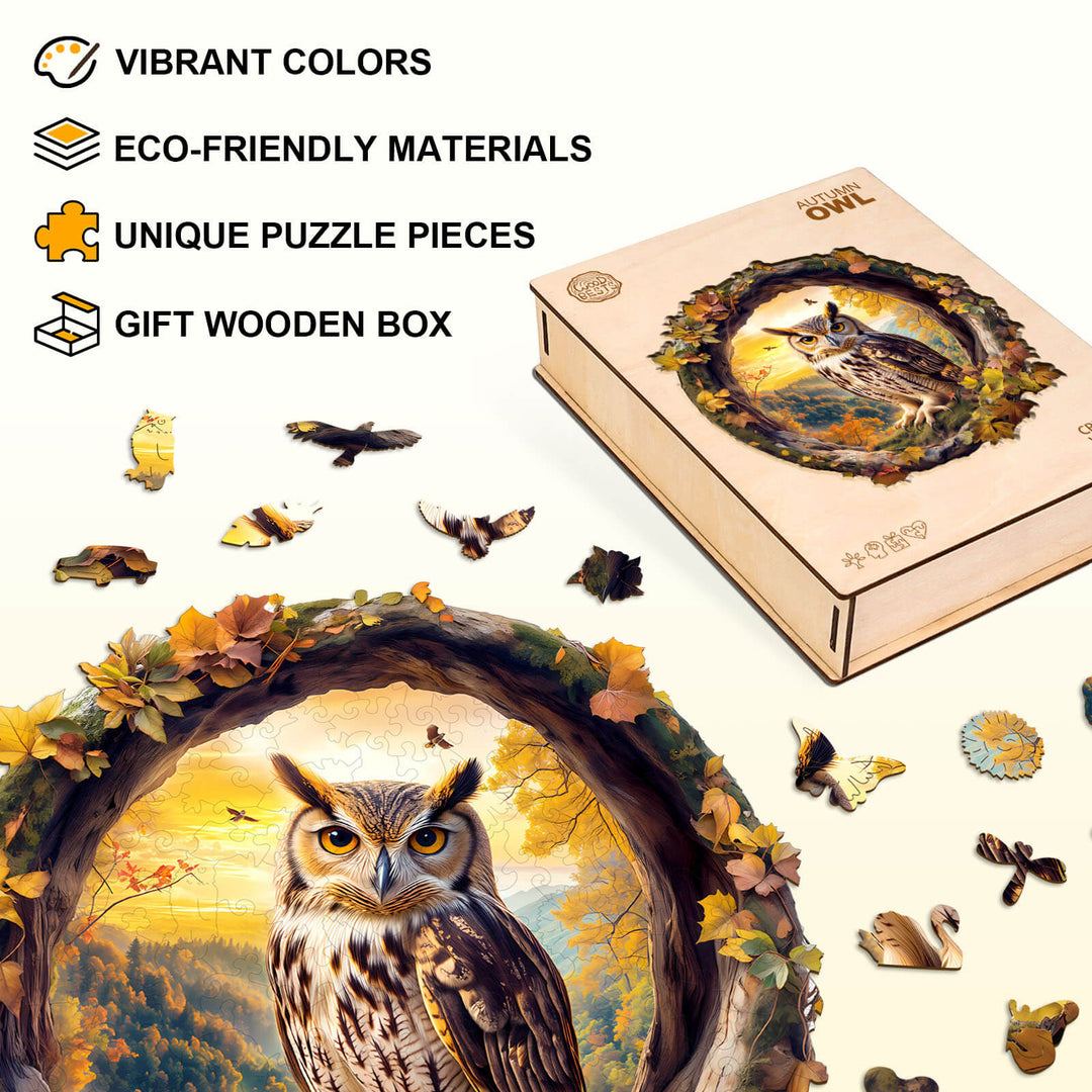 Autumn Owl Wooden Jigsaw Puzzle