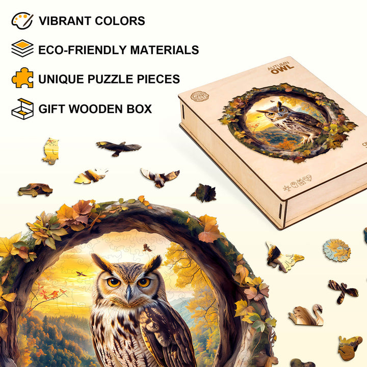 Autumn Owl Wooden Jigsaw Puzzle