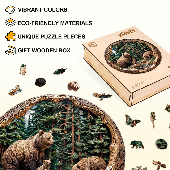 Puzzle en bois Famille d'ours de la forêt