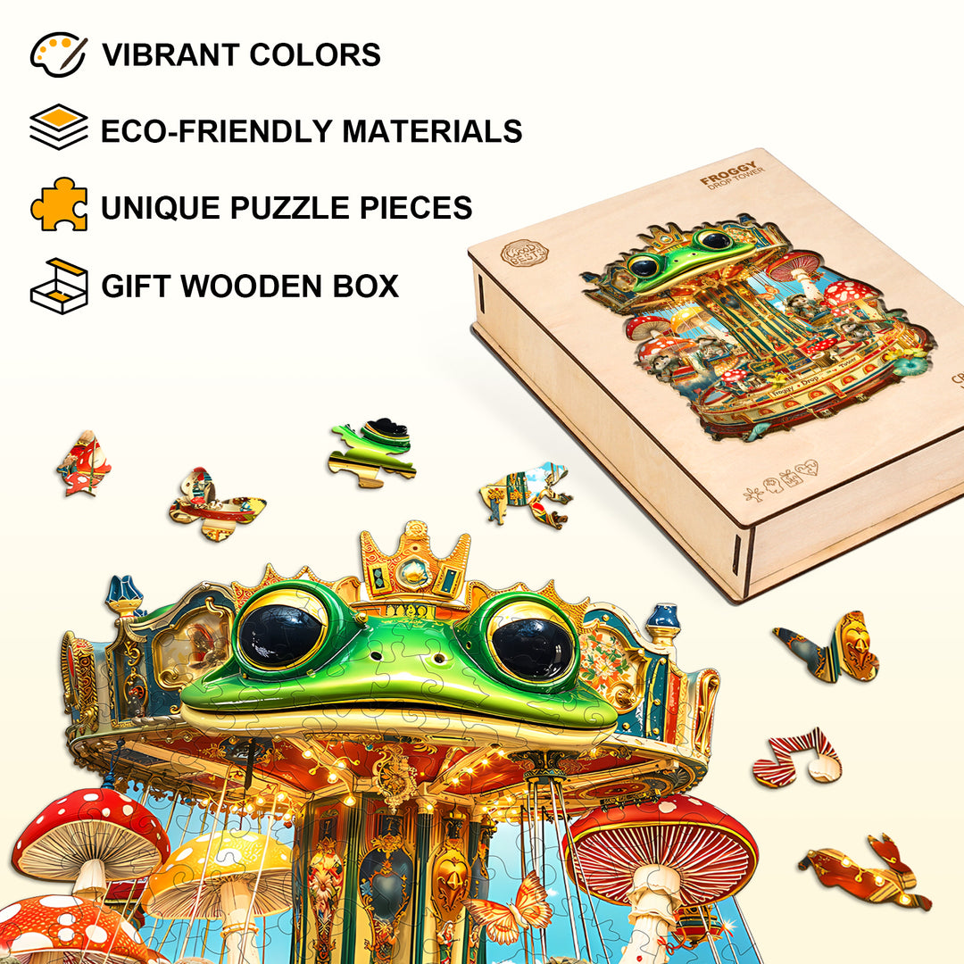 Froggy Drop Tower Wooden Jigsaw Puzzle
