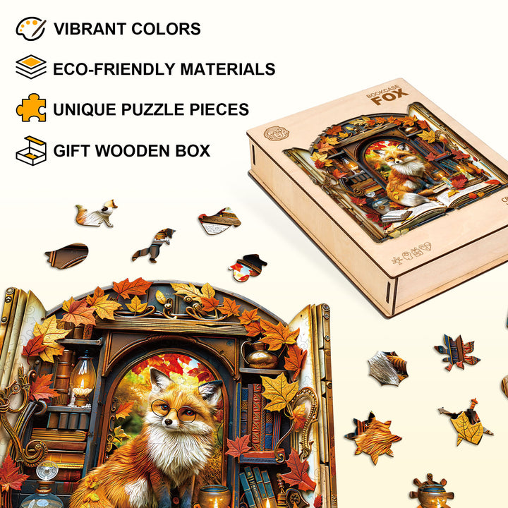 Bookcase Fox Wooden Jigsaw Puzzle