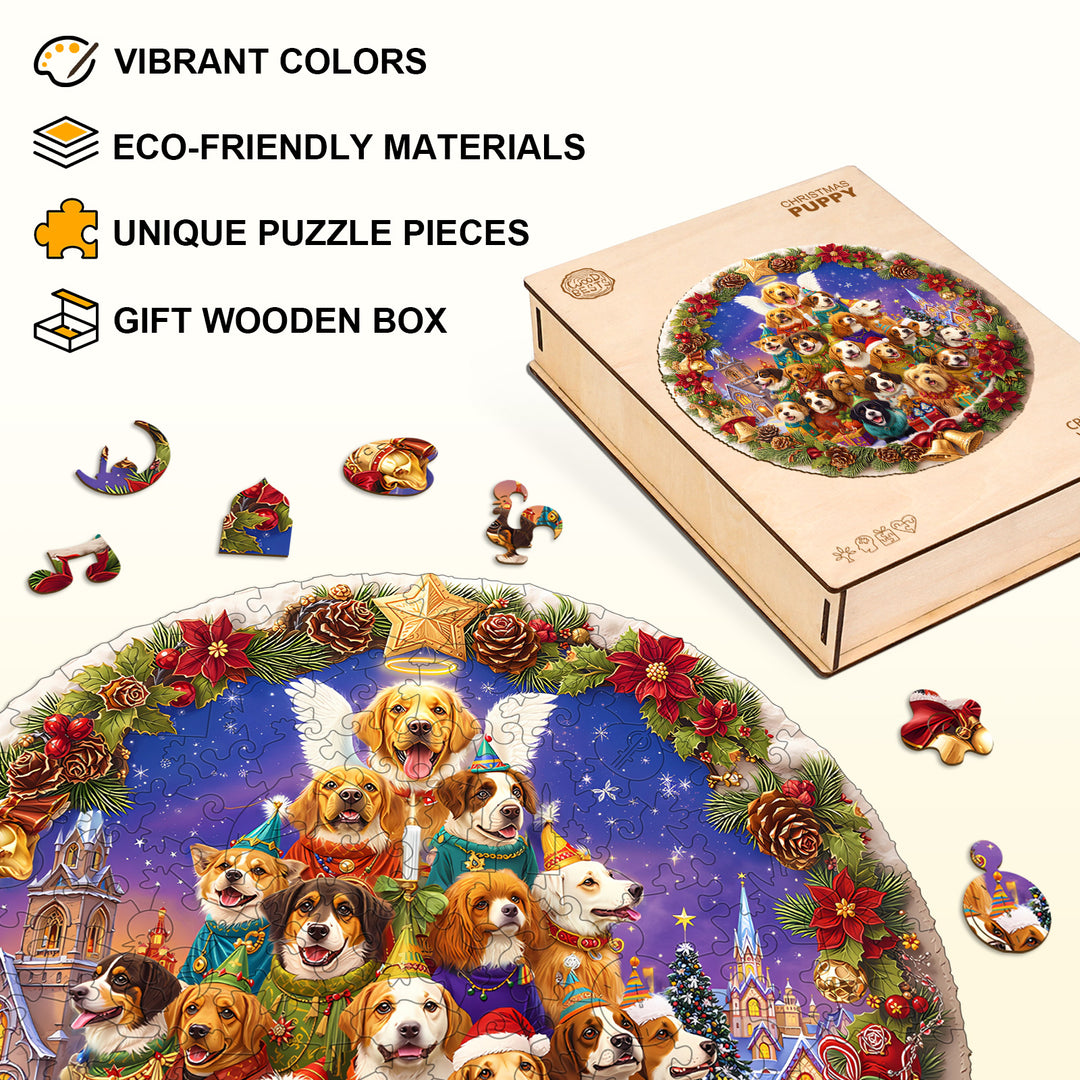 Christmas Puppy Wooden Jigsaw Puzzle