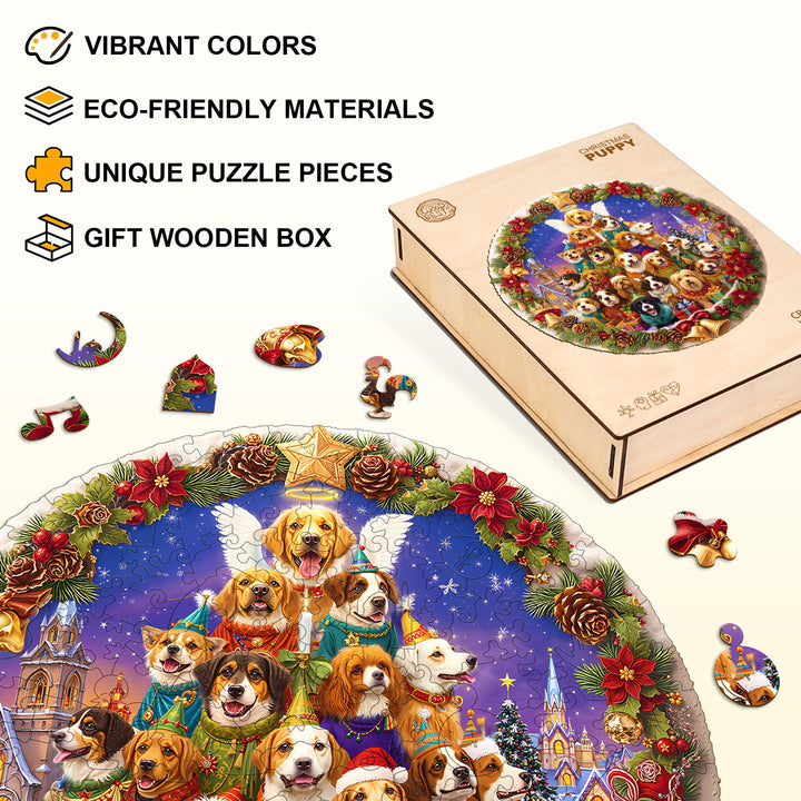 Christmas Puppy Wooden Jigsaw Puzzle