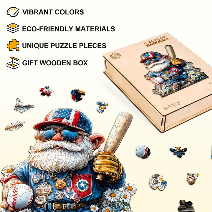 Goblin- und Baseball-Holzpuzzle