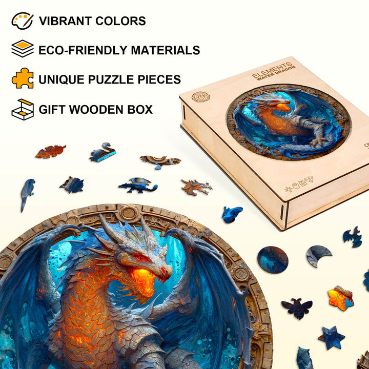 Elements Water Dragon Wooden Jigsaw Puzzle