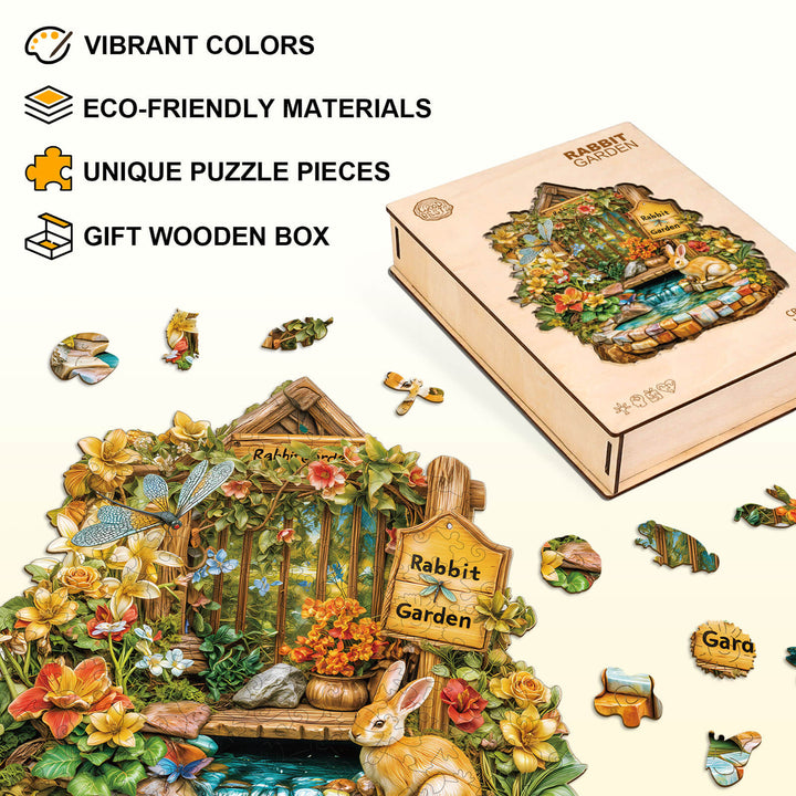Rabbit Garden Wooden Jigsaw Puzzle