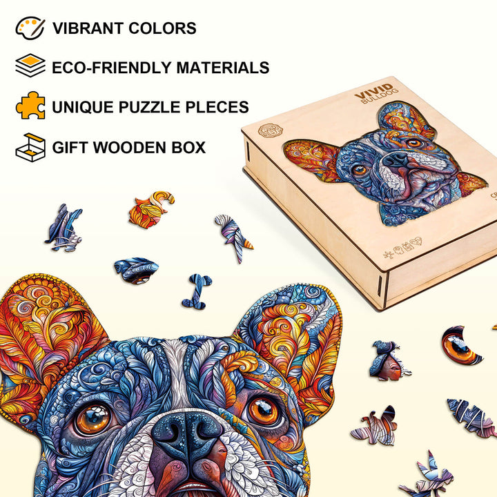 Vivid Bulldog Wooden Jigsaw Puzzle