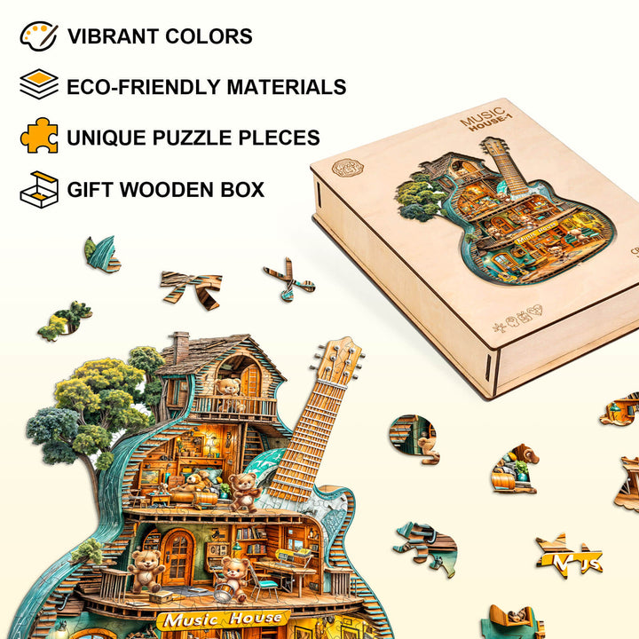 Music House-1 Holz-Puzzlespiel