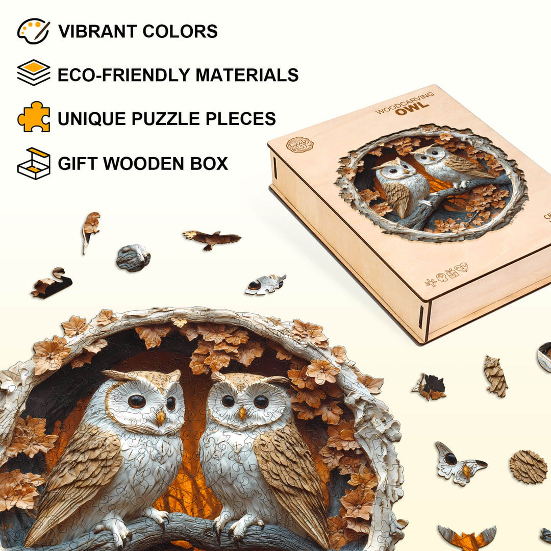 Woodcarving Owl Wooden Jigsaw Puzzle