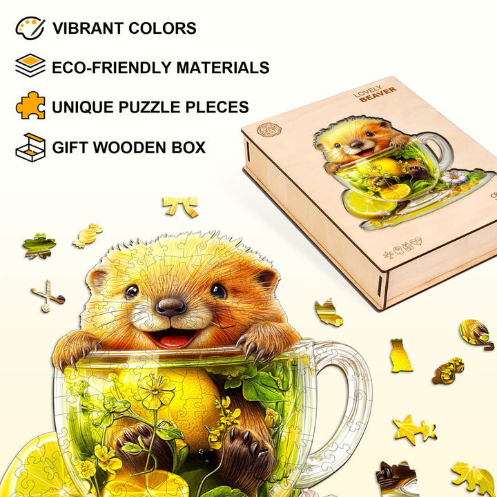 Lovely Beaver Wooden Jigsaw Puzzle