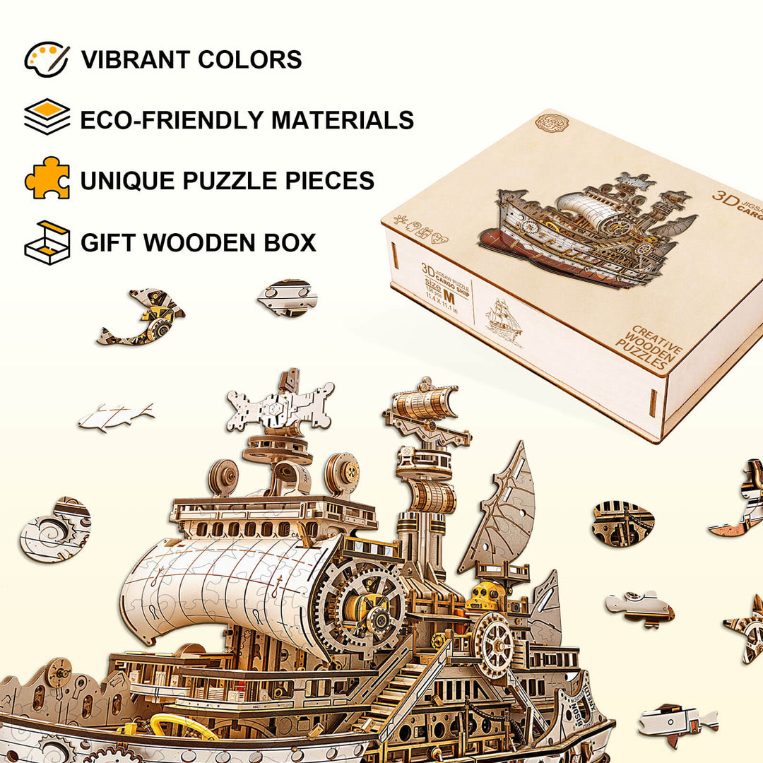 3D-Puzzle Fracht Schiff Holzpuzzle