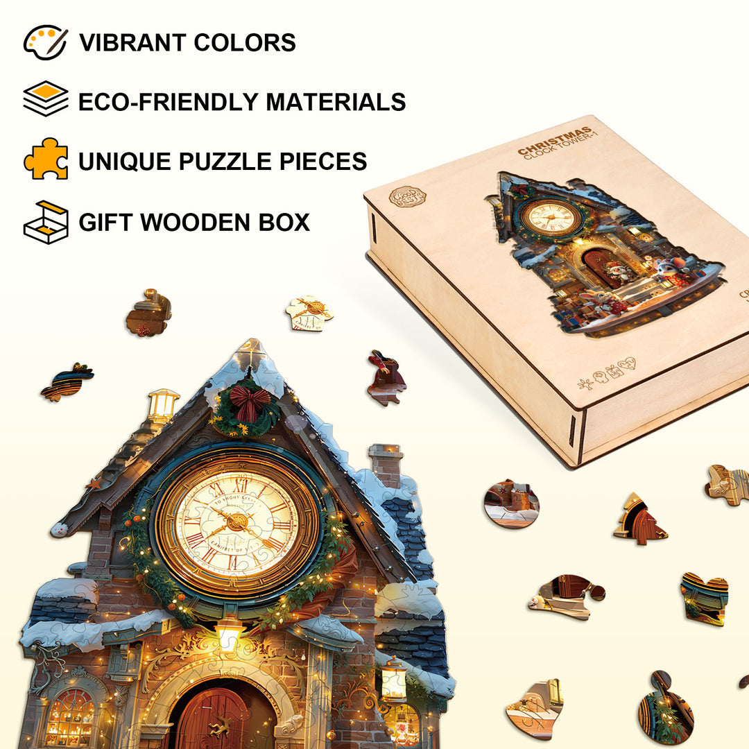Christmas Clock Tower-1 Wooden Jigsaw Puzzle
