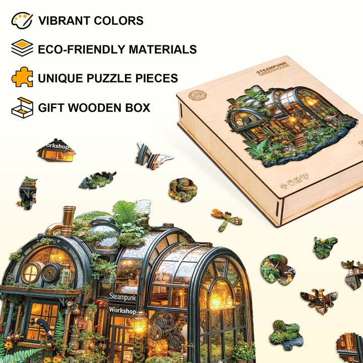 Steampunk greenhouse Wooden Jigsaw Puzzle