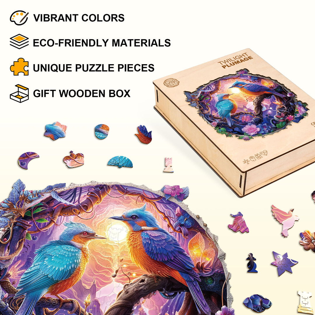 Twilight Plumage Wooden Jigsaw Puzzle