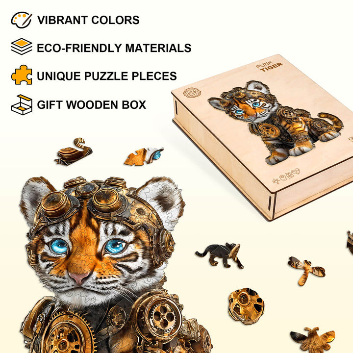 Punk tiger Wooden Jigsaw Puzzle