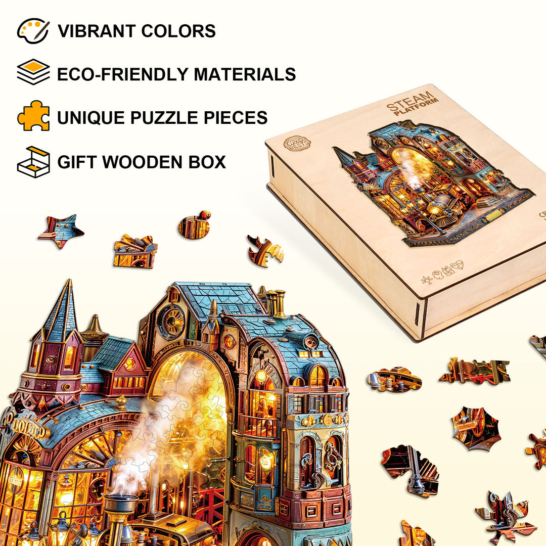 Steam platform Wooden Jigsaw Puzzle