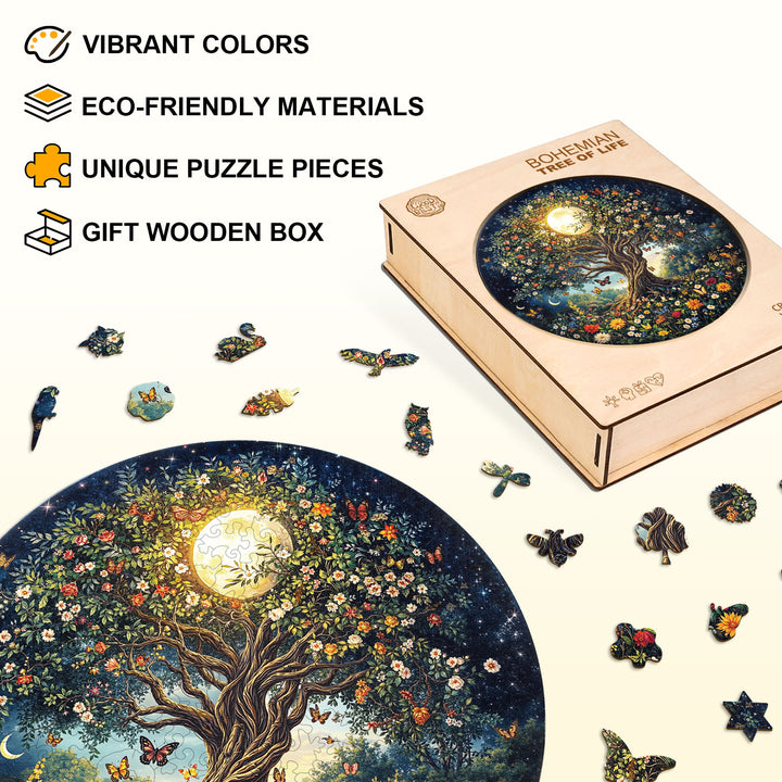 Bohemian Tree of Life Wooden Jigsaw Puzzle
