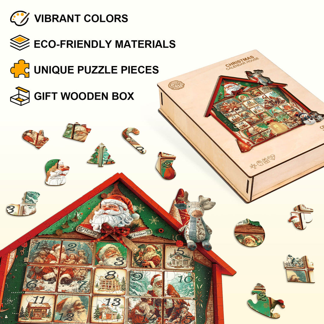 Christmas Calendar House Wooden Jigsaw Puzzle