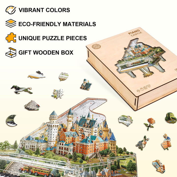 Piano Castle Wooden Jigsaw Puzzle