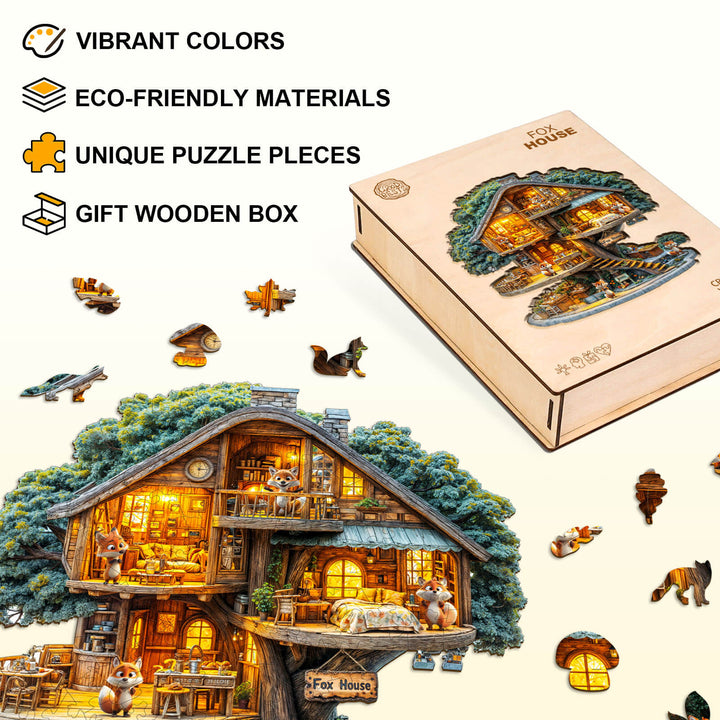 Fox House Holz-Puzzle